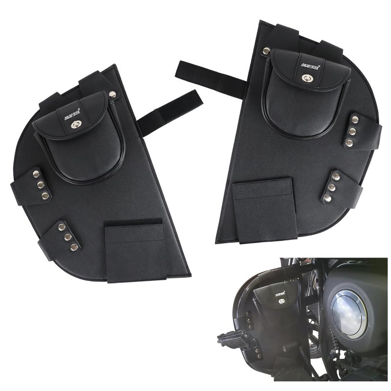AUFER Highway Crash Bar Cover Soft Lowers Chaps Guards Cover Leg Warmer Bag Rain Guards Lower Wind Deflectors Compatible with for Indian Road Master Springfield Chief Chieftain 2014-Up - Image 1
